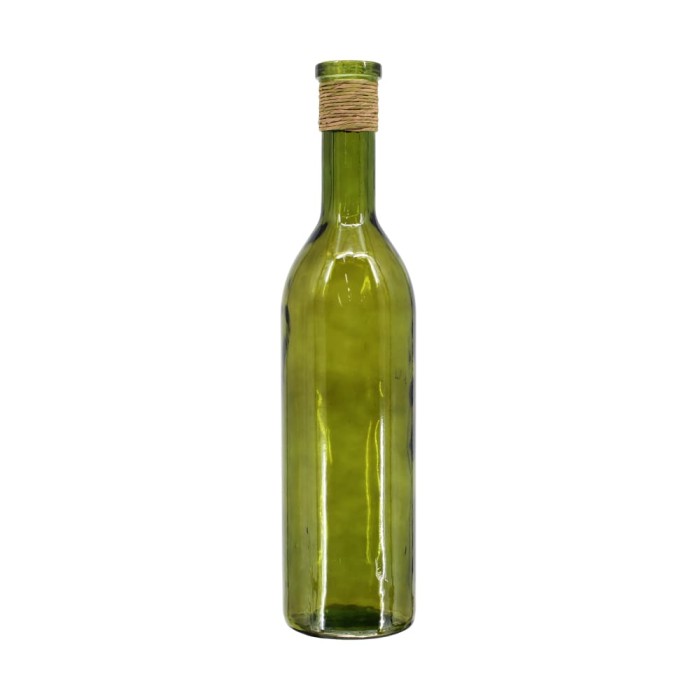 VIDRE AMPOLLA RAFIA 18x18x75cm VERD OLIVA